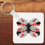 赤ファンキーと黒の蝶キーチェーン キーホルダー (正面)