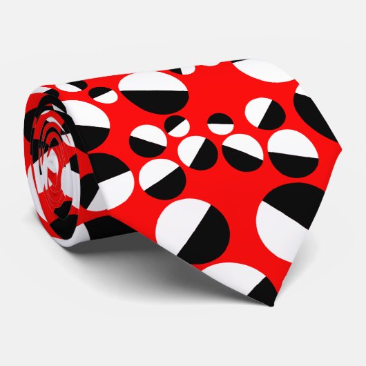 赤ファンキーの白黒の点 ネクタイ (ロール)