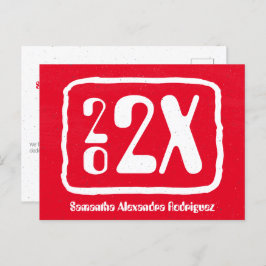 赤ファンキー学年卒業式はがき ポストカード