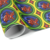 赤ファンキー金魚の動物芸術 ラッピングペーパー (ロールコーナー)