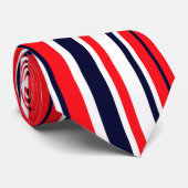 赤ファンキー青ホワイトストライププリント ネクタイ (ロール)