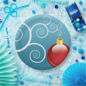 赤ファンシーいクリスマス装飾の青い背景 ペーパープレート (パーティー)