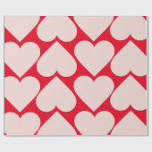 赤ファンシーとピンクのハートパターンのバレンタインのラッピング ラッピングペーパー (フラット)
