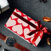 赤ファンシーとピンクのハートパターンのバレンタインのラッピング ラッピングペーパー