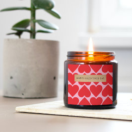 赤ファンシーとピンクのハートパターンハッピーバレンタイン スクエアシール