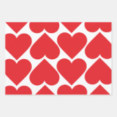 赤ファンシーとピンクのハートパターン ラッピングペーパーシート (正面2)