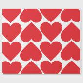 赤ファンシーとピンクのハートパターン ラッピングペーパー (フラット)