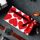 赤ファンシーとピンクのハートパターン ラッピングペーパー