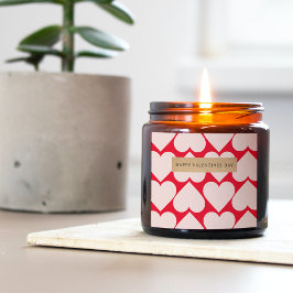 赤ファンシーとピンクのハートパターンValentines Square S スクエアシール