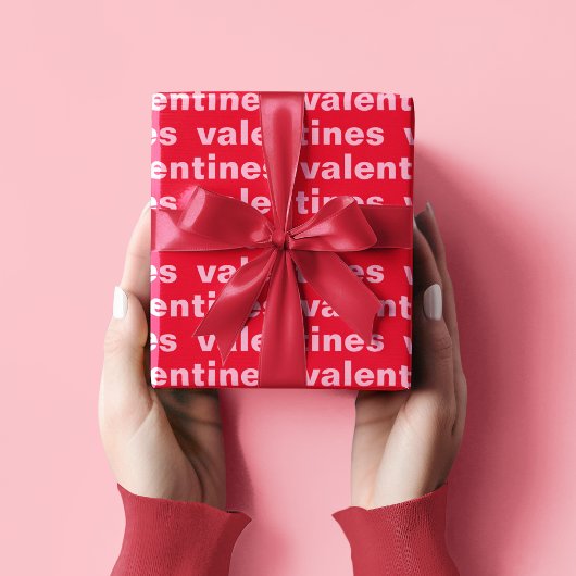 赤ファンシーとピンクのバレンタインのパターンのラッピング紙 ラッピングペーパー