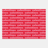 赤ファンシーとピンクのバレンタインパターン ラッピングペーパーシート (正面3)