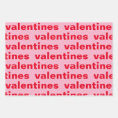 赤ファンシーとピンクのバレンタインパターン ラッピングペーパーシート (正面)