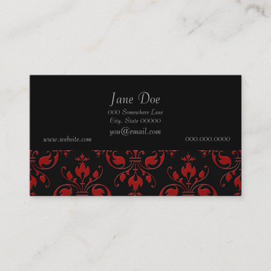 赤ファンシーと黒のダマスク 名刺 (正面)