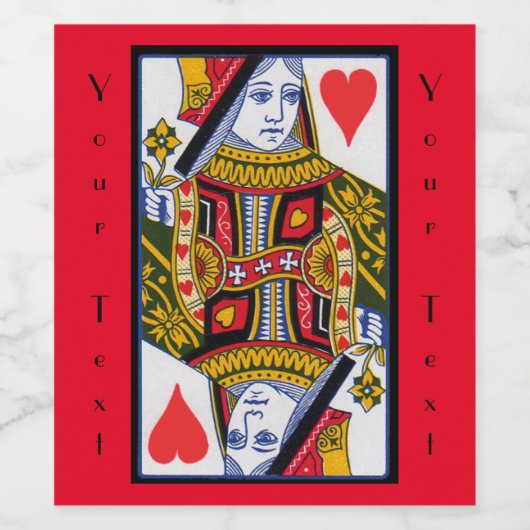 赤ファンシーカラフルのハートクイーン遊ズカード ワインラベル (シングルラベル)