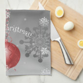 赤ファンシークリスマス飾りキッチンタオル キッチンタオル (四つ折り)