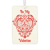 赤ファンシーバレンタインロマンチックパーソナライズされたハート カーエアーフレッシュナー (裏面)