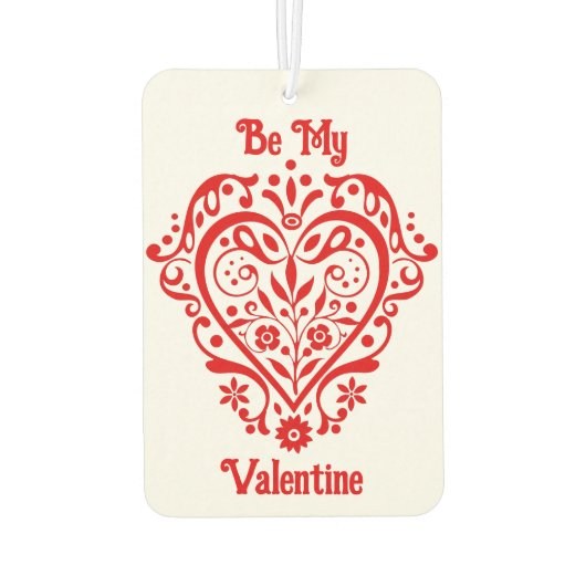 赤ファンシーバレンタインロマンチックパーソナライズされたハート カーエアーフレッシュナー (裏面)