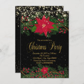 赤ファンシーポインセチアパーティー 招待状 (正面/裏面)