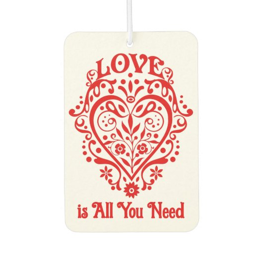 赤ファンシー愛ハートパーソナライズされた カーエアーフレッシュナー (正面)