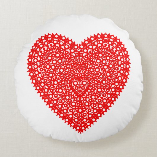 赤ファンシー点ハート ラウンドクッション (正面)
