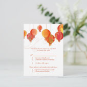 赤ファンシー紙ランタン結婚ズ食事の選択RSVP インビテーションポストカード (スタンド正面)