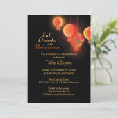 赤ファンシー紙ランタン結婚ズ・リハーサル・ディナー 招待状 (スタンド正面)