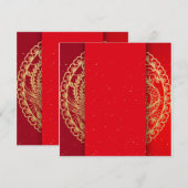 赤ファンシー色結婚の 招待状 (正面/裏面)