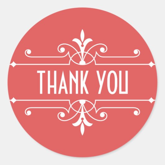 赤ファンシー装飾品Thank You Stickers ラウンドシール (正面)