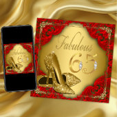 赤ファンシー金ゴールドハイヒールファブラス65誕生日 招待状