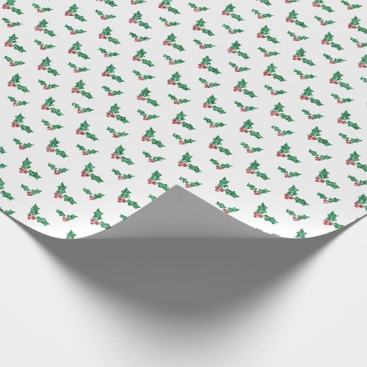 赤フェイクと緑のグリッタークリスマスミスタントー ラッピングペーパー (角)