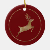 赤フェイクの金色のホイルのトナカイ(ホイル実在ではない) セラミックオーナメント (正面)