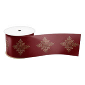 赤フェイクの黄金の箔のスノーフレーク実在(箔ではない) サテンリボン (リール)