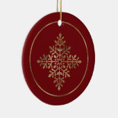 赤フェイクの黄金の箔のスノーフレーク実在(箔ではない) セラミックオーナメント (右)