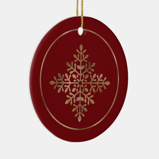 赤フェイクの黄金の箔のスノーフレーク実在(箔ではない) セラミックオーナメント (右)