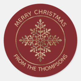 赤フェイクの黄金の箔のスノーフレーク実在(箔ではない) ラウンドシール