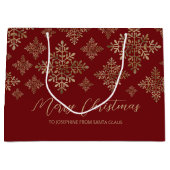 赤フェイクの黄金の箔の雪片(箔実在でない) ラージペーパーバッグ (正面)