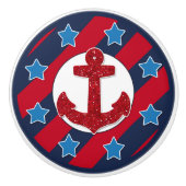 赤フェイクグリッターいかり |航海の | セラミックノブ (正面)