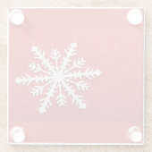 赤フェイクグリッタースノーフレーク飲料 ガラスコースター (裏面)