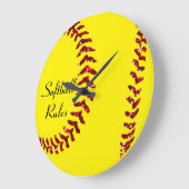 赤フェイクグリッターソフトボール縫合 ラージ壁時計 (傾斜)