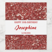 赤フェイクグリッターテクスチャのルックとカスタム文字 ワインラベル (シングルラベル)