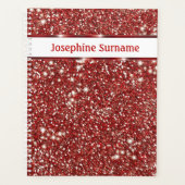 赤フェイクグリッターテクスチャの外観とカスタム文字 プランナー手帳 (正面)