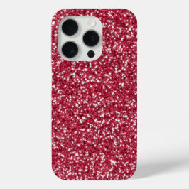 赤フェイクグリッターパターンの外観 iPhone 15 PROケース