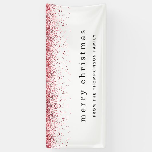赤フェイクグリッター名縁どメリークリスマス 横断幕 (縦)