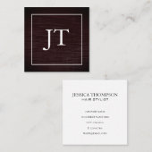 赤フェイクビロード白モノグラ縁どム スクエア名刺 (正面/裏面)