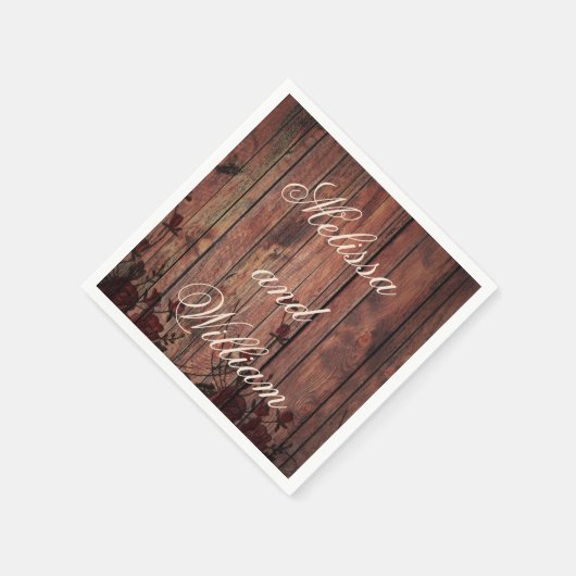 赤フェイクレー結婚ス スタンダードカクテルナプキン (角)