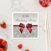 赤フェイク弓シークインダイヤモンドエイジ誕生日 スタンダードカクテルナプキン (インサイチュ)