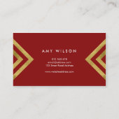 赤フェイク金ゴールド幾何学的デザインメイクアップアーティスト 名刺 (裏面)