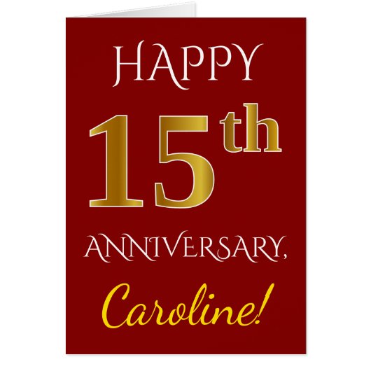 赤フェイク金ゴールド15結婚周年記念+名称 (正面)