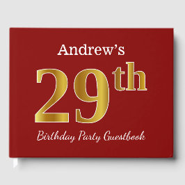 赤フェイク金ゴールド29th誕生日パーティー+名前をカスタムする ゲストブック