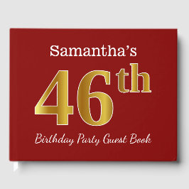 赤フェイク金ゴールド46th誕生日パーティー+名前をカスタムする ゲストブック